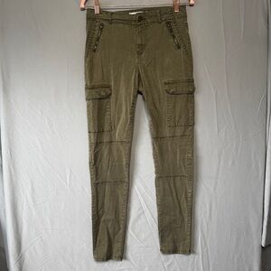 Vero Moda Womens Size Medium Skinny Cargo Denim Olive Moto Zippers Edgy Biker